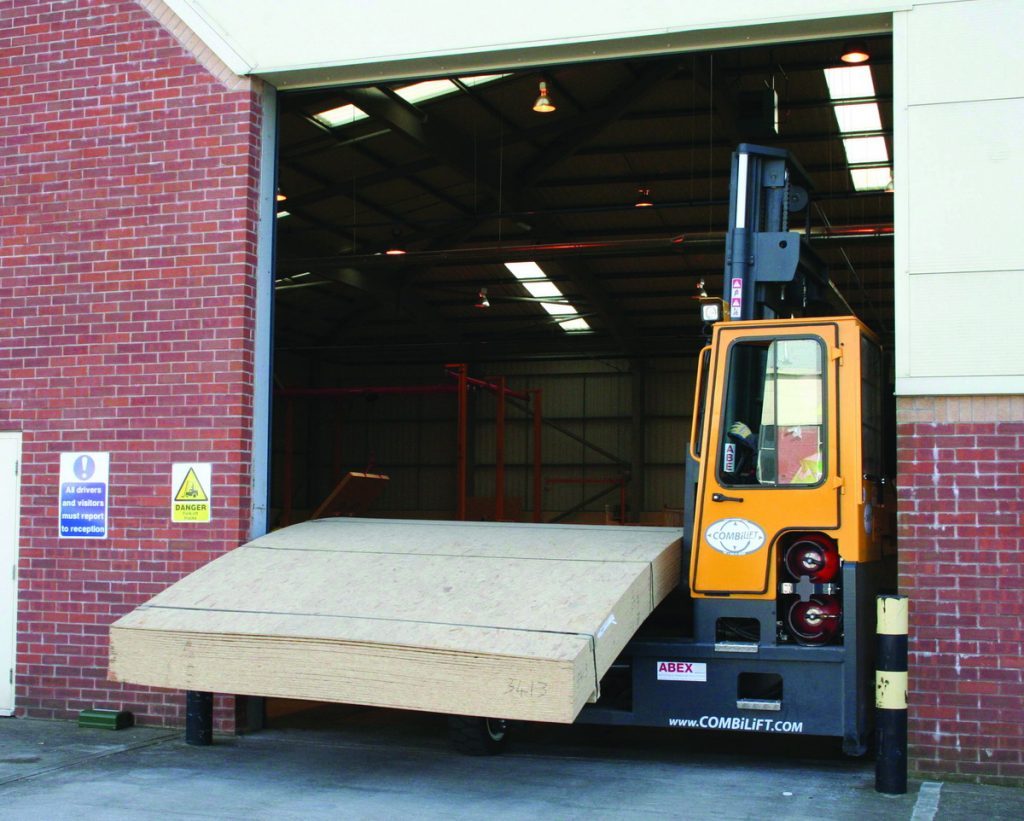 Combilift Forklift Moves Large Stacks of Plywood