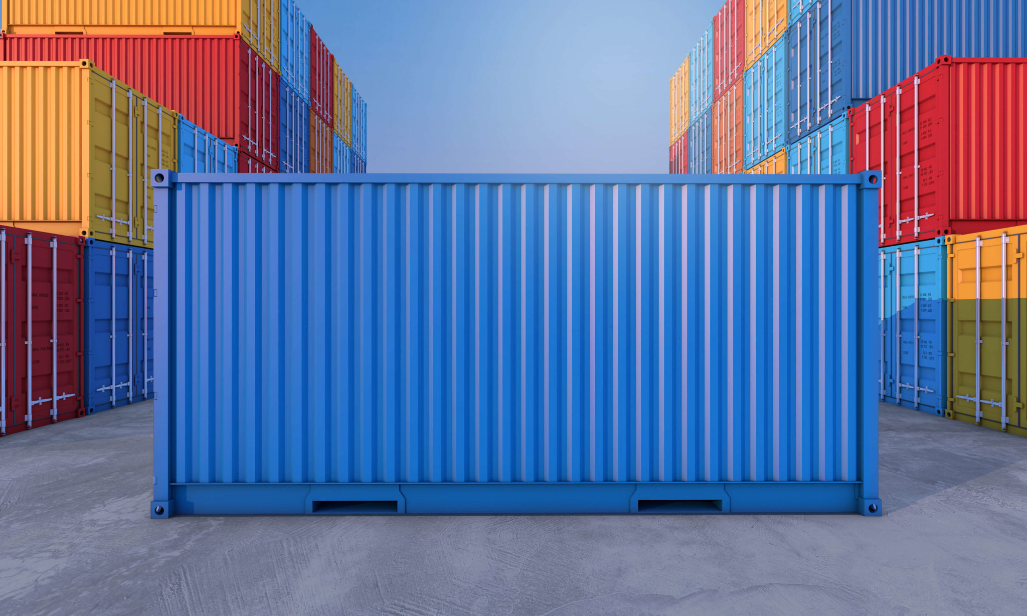 Stack of containers box, Cargo freight ship for import export logistics business