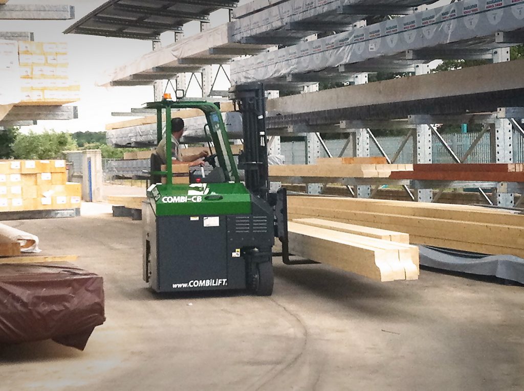 Combilift Sideloader Used to Move Lumber